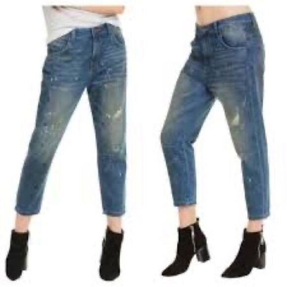 Wildfox Paint Splatter Distressed Baggy Crop Jeans in Da Vinci wash, NWT - Picture 1 of 10